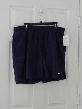 Nike Navy Blue Swim Trunks Pockets Swoosh Sz XXL NWT